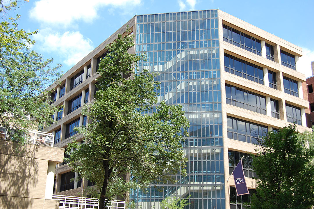 Exterior of Phillips Hall and Rome Hall at the Academic Center on a sunny day